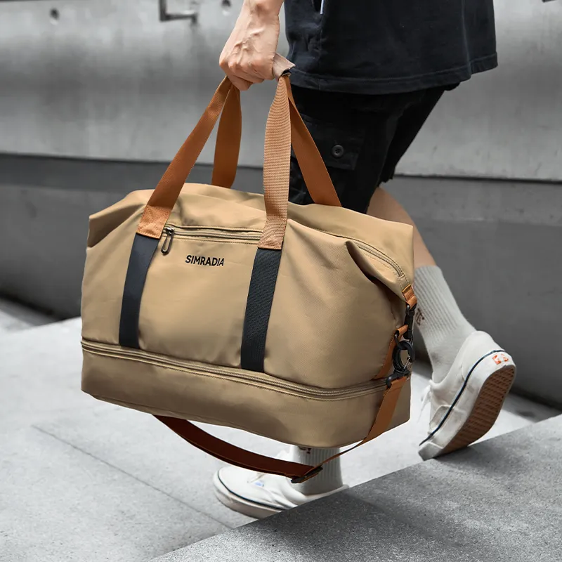 MOYYI Oxford Travel Bag Large Size Unisex Black/Khaki-12