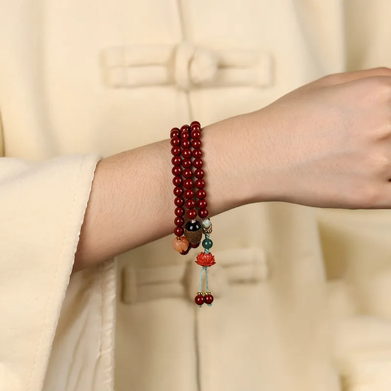 Ryukyu Reconstructed Cinnabar Bracelets Unisex-4
