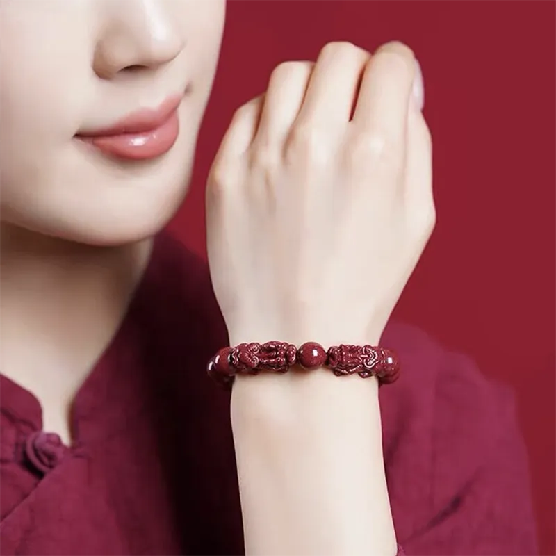 Ryukyu Reconstructed Cinnabar Jade Bracelets Unisex-1