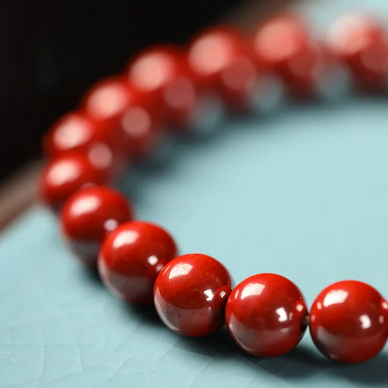 Ryukyu Reconstructed Cinnabar Jade Bracelets Unisex-16