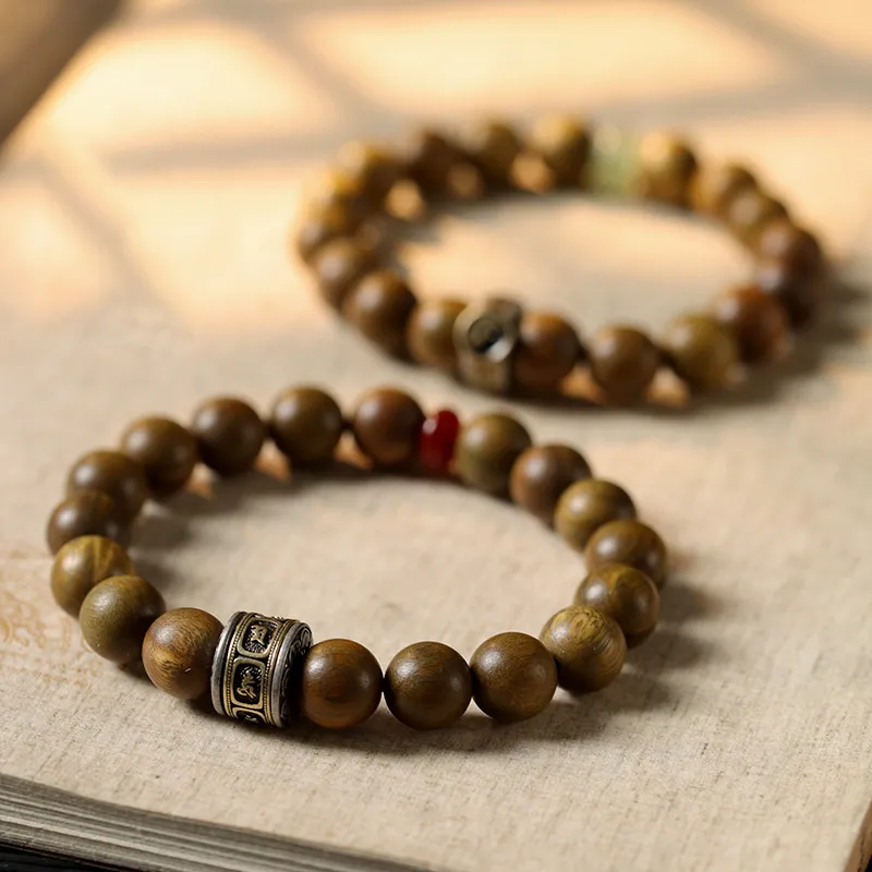 Ryukyu Green Sandalwood Wooden Bracelets Unisex-1