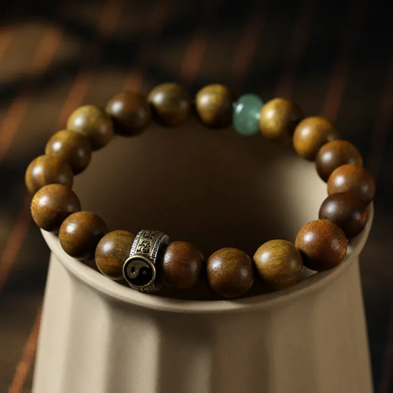 Ryukyu Green Sandalwood Wooden Bracelets Unisex-3