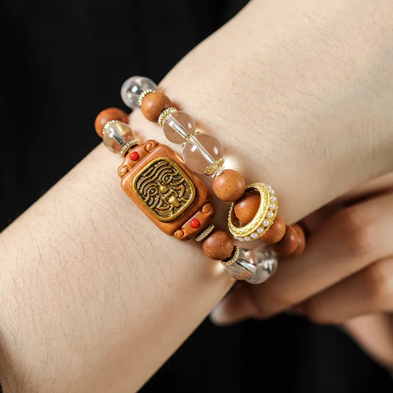 Ryukyu Barbie Sandalwood Wooden Bracelets Unisex-4
