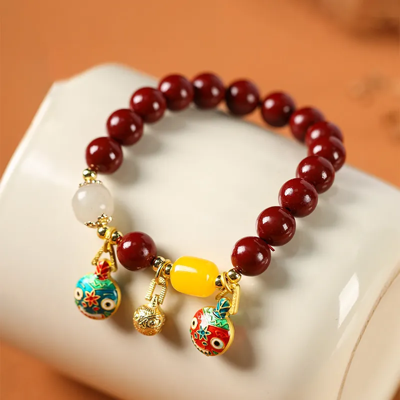 Ryukyu Reconstructed Cinnabar Jade Bracelets Unisex-12