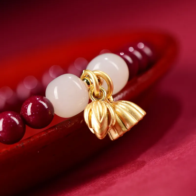 Ryukyu Reconstructed Cinnabar Jade Bracelets Unisex-2