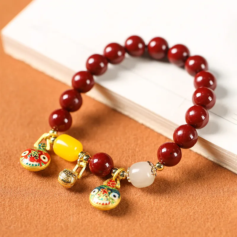 Ryukyu Reconstructed Cinnabar Jade Bracelets Unisex-2