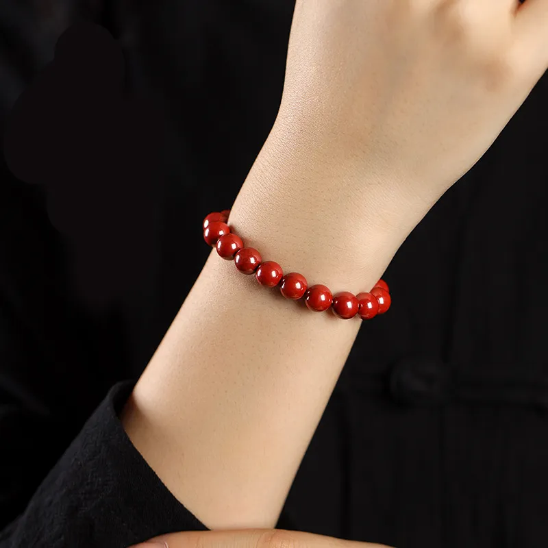 Ryukyu Reconstructed Cinnabar Jade Bracelets Unisex-13