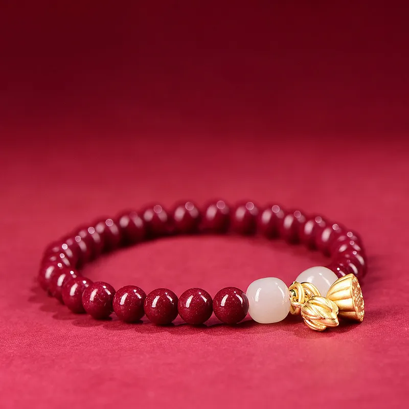 Ryukyu Reconstructed Cinnabar Jade Bracelets Unisex-3
