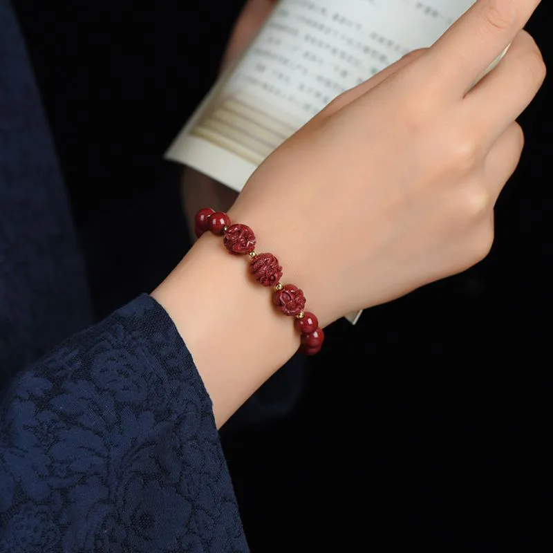 Ryukyu Cinnabar Jade Bracelets Unisex-3