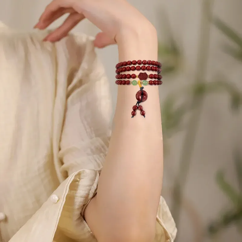 Ryukyu Reconstructed Cinnabar Jade Bracelets Unisex-6