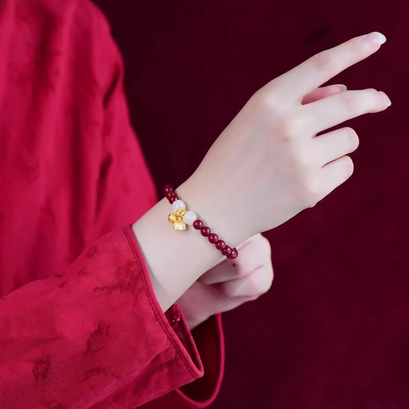 Ryukyu Reconstructed Cinnabar Jade Bracelets Unisex-5
