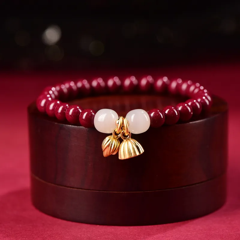 Ryukyu Reconstructed Cinnabar Jade Bracelets Unisex-4