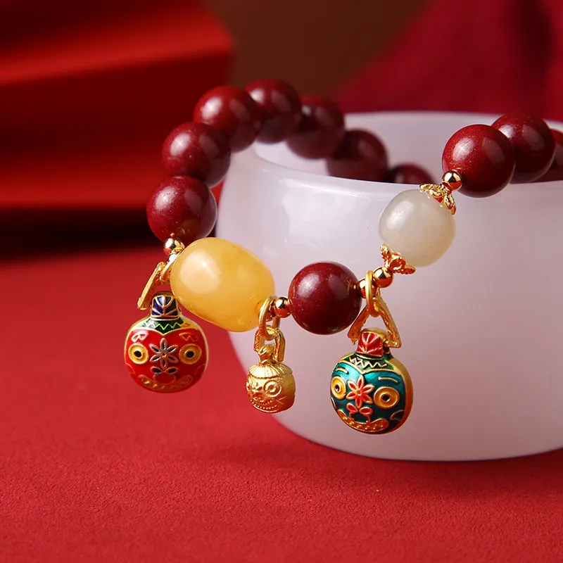 Ryukyu Reconstructed Cinnabar Jade Bracelets Unisex-8