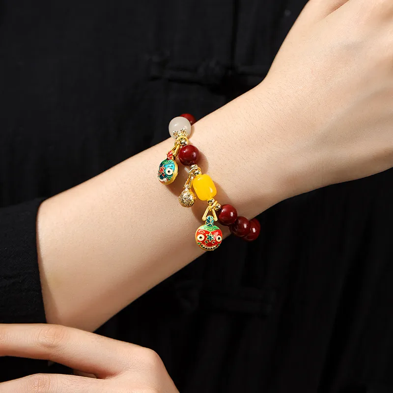 Ryukyu Reconstructed Cinnabar Jade Bracelets Unisex-4