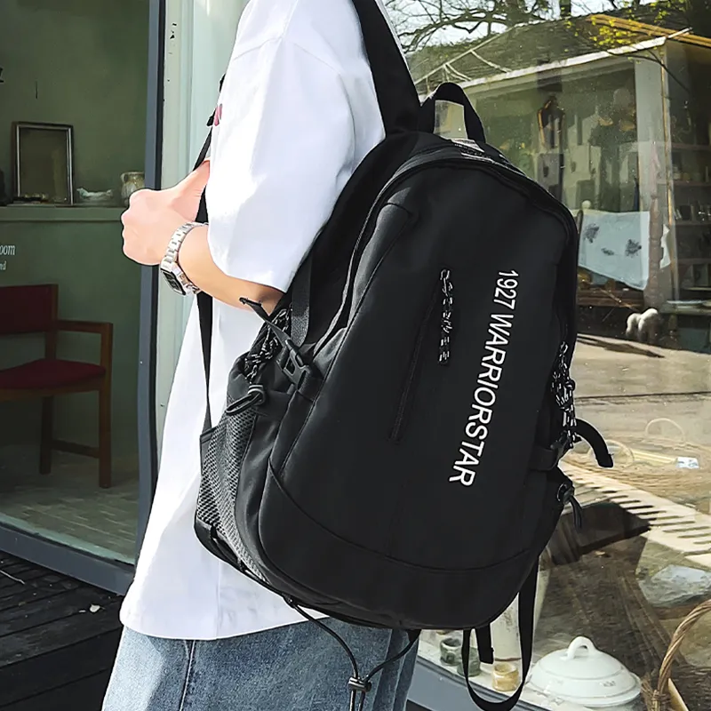Warrior Nylon Backpack Unisex Black/White-8