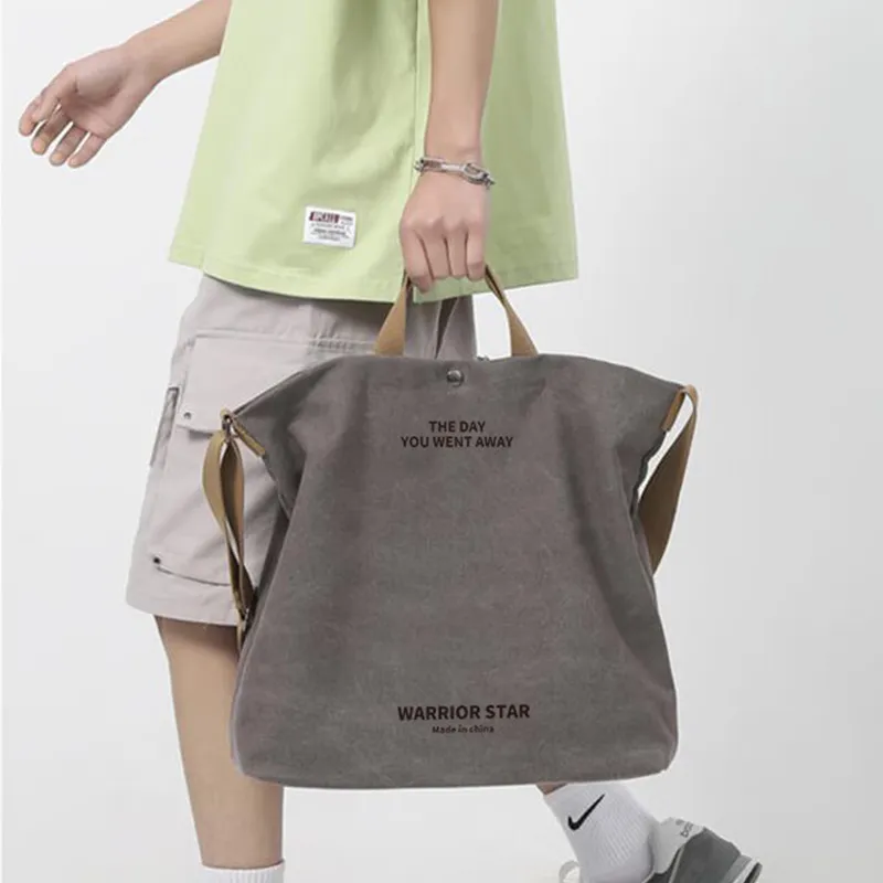 Warrior Canvas Bag, Crossbody Handbag Tubas Unisex Gray/Beige/Black-2