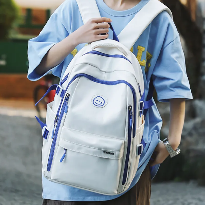 Warrior Nylon Backpack Regular Unisex Blue White Pair-3