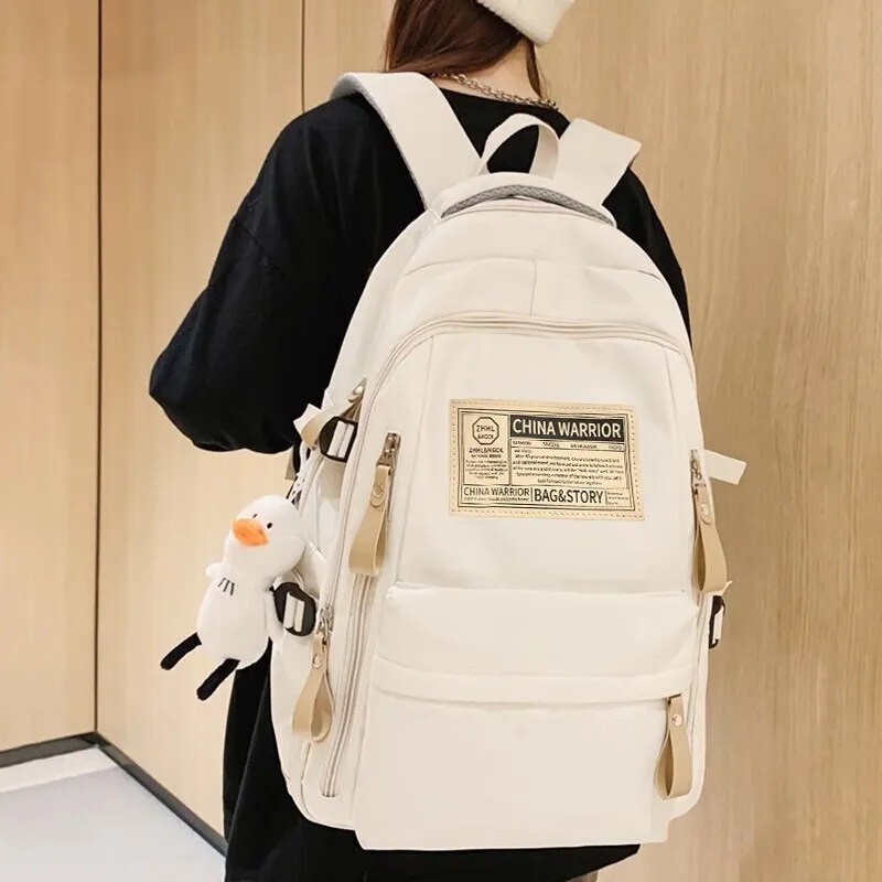 Warrior Nylon Backpack Large Size Unisex Fashion Burgundy/White/Black-6