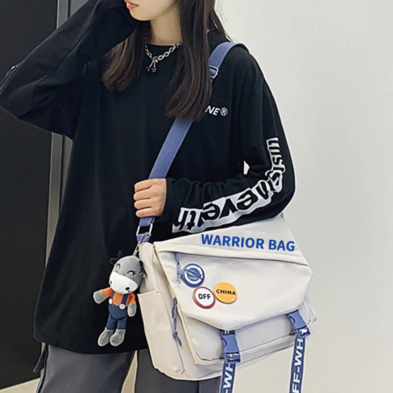 Warrior Nylon Shoulder Bag Unisex White/Black-1