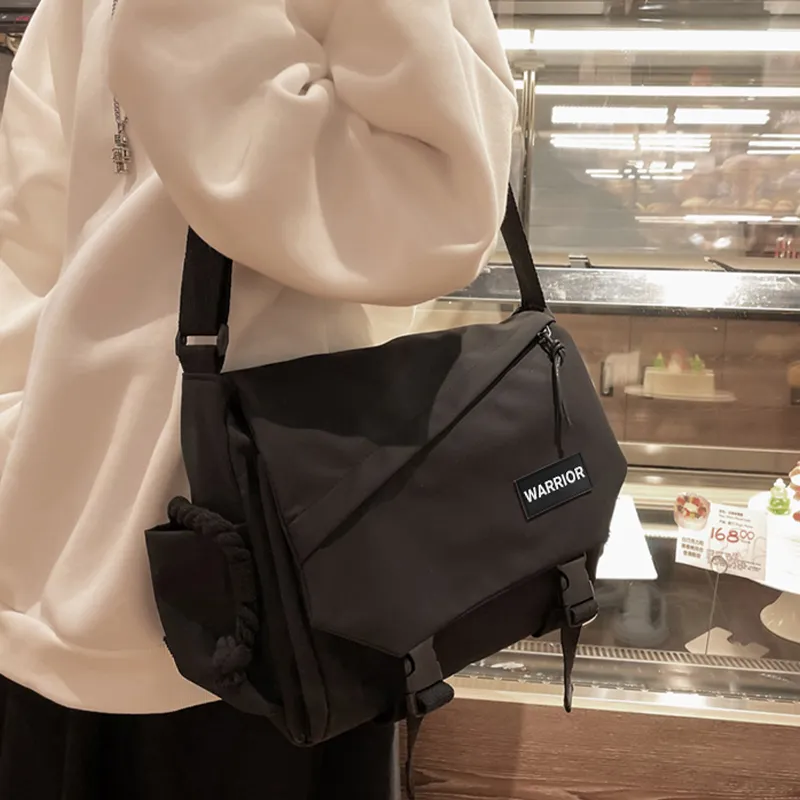 Warrior Nylon Shoulder Bag Regular Unisex Black White/Black-3