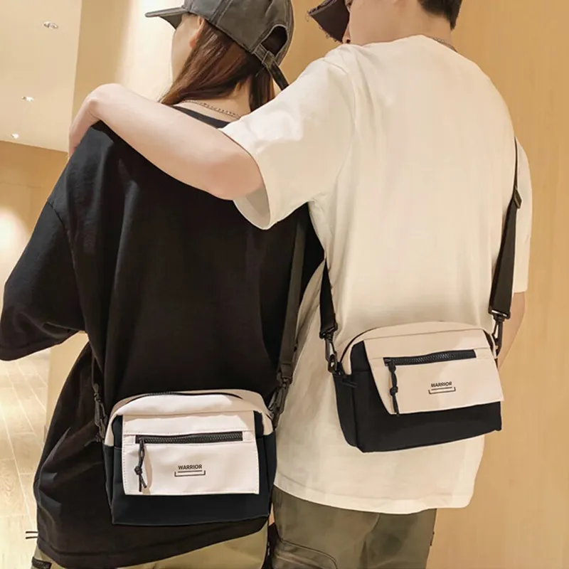 Warrior Nylon Crossbody Bag Regular Unisex Black White-3
