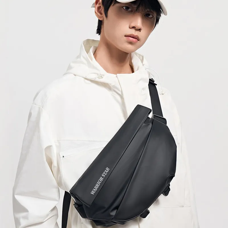 Warrior Polyester Shoulder Bag, Sling Bag Regular Unisex Night Shadow Black-3