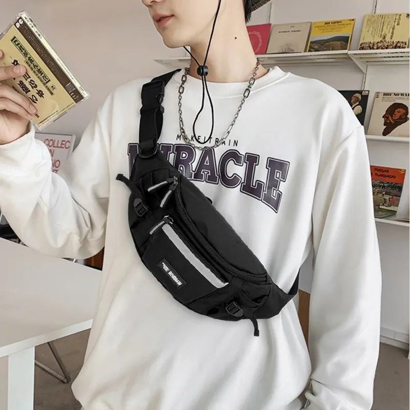 Warrior Nylon Fabric Sling Bag, Fanny Pack, Crossbody Bag Unisex White/Black-9