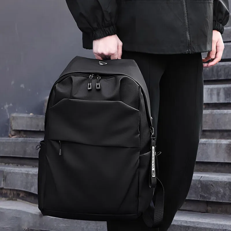 Warrior Nylon Fabric Backpack Unisex Black-2