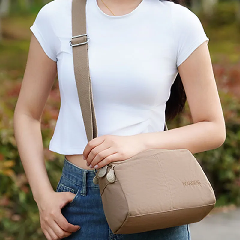 Warrior Waterproof Teflon Fabric Crossbody Bags Regular Unisex Black/Khaki-2