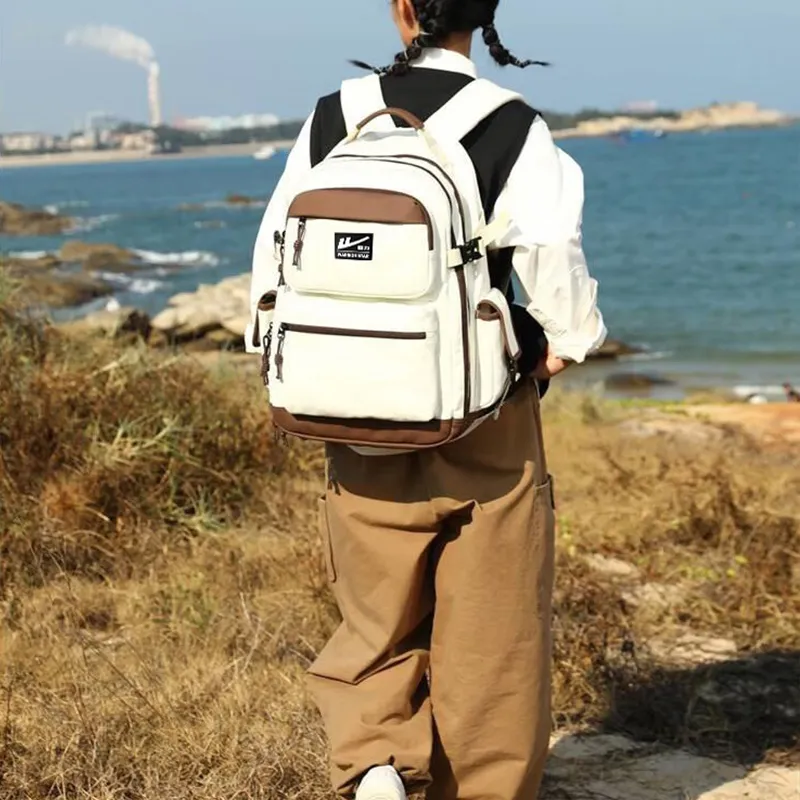 Warrior Nylon Fabric Backpack Tubas Unisex Black/White-7