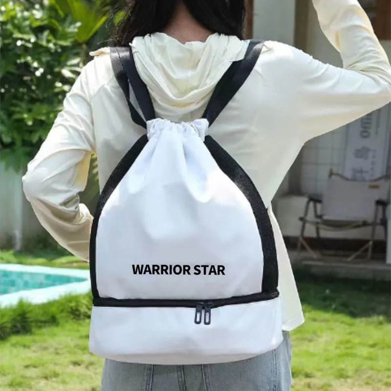 Warrior Polyester Gym Bag Large Size Unisex Black White-1