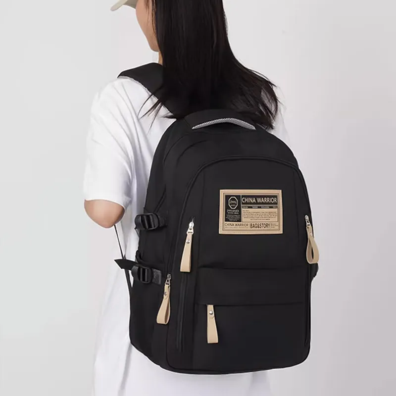 Warrior Nylon Backpack Large Size Unisex Fashion Burgundy/White/Black-10