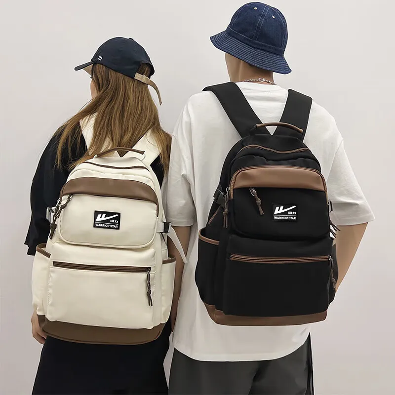 Warrior Nylon Fabric Backpack Tubas Unisex Black/White-2
