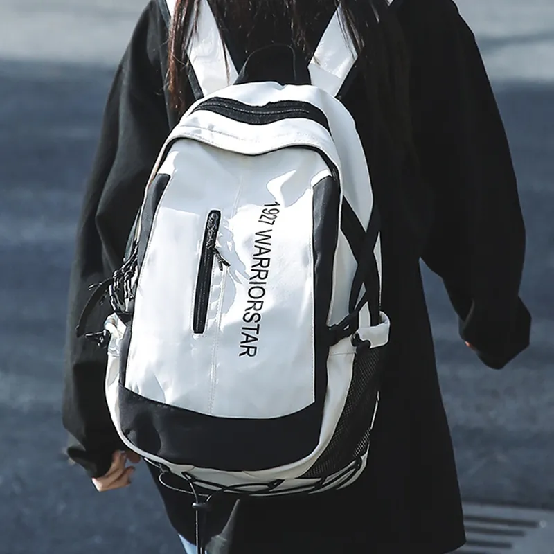 Warrior Nylon Backpack Unisex Black/White-4