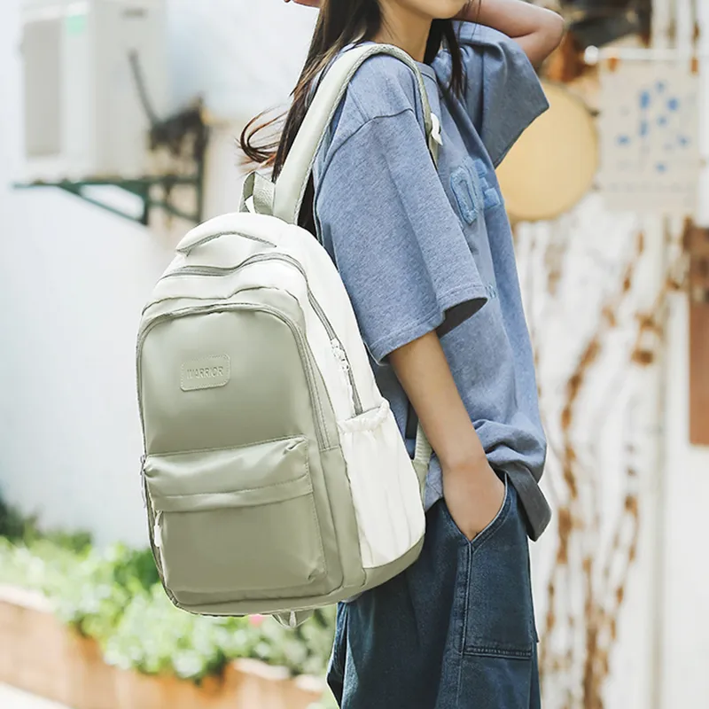 Warrior Nylon Backpack Large Size Unisex White/Green/Red-13