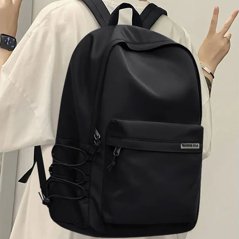 Warrior Nylon Fabric Backpack Unisex Black-3