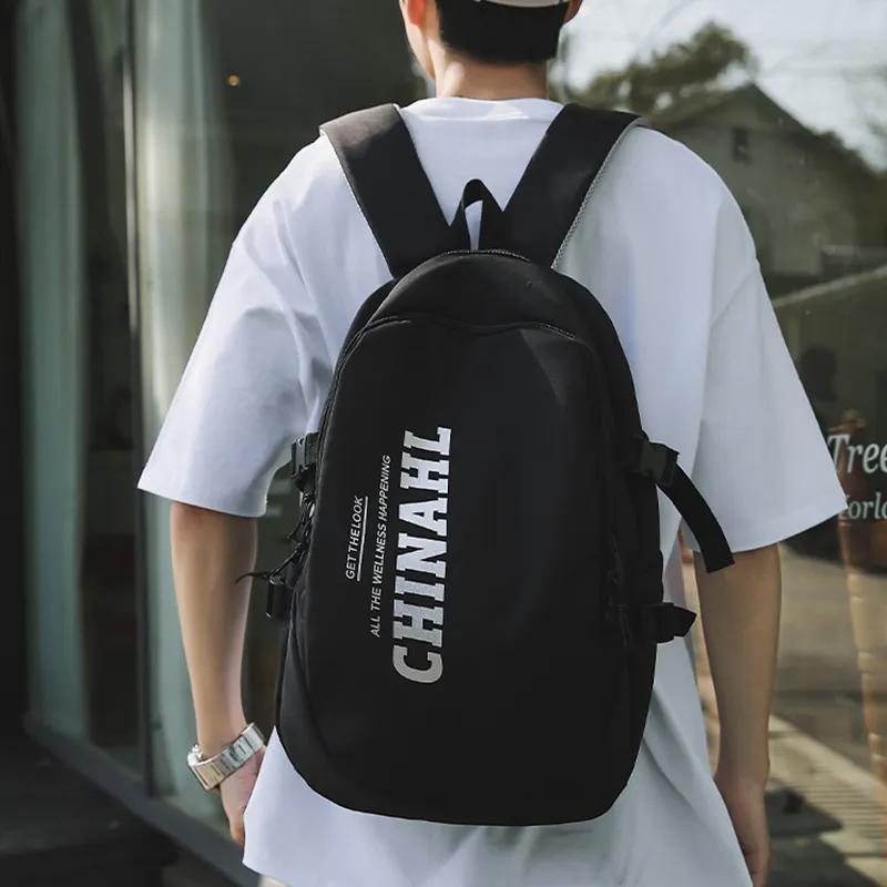 Warrior Nylon Backpack Large Size Unisex White Gray/Black-1