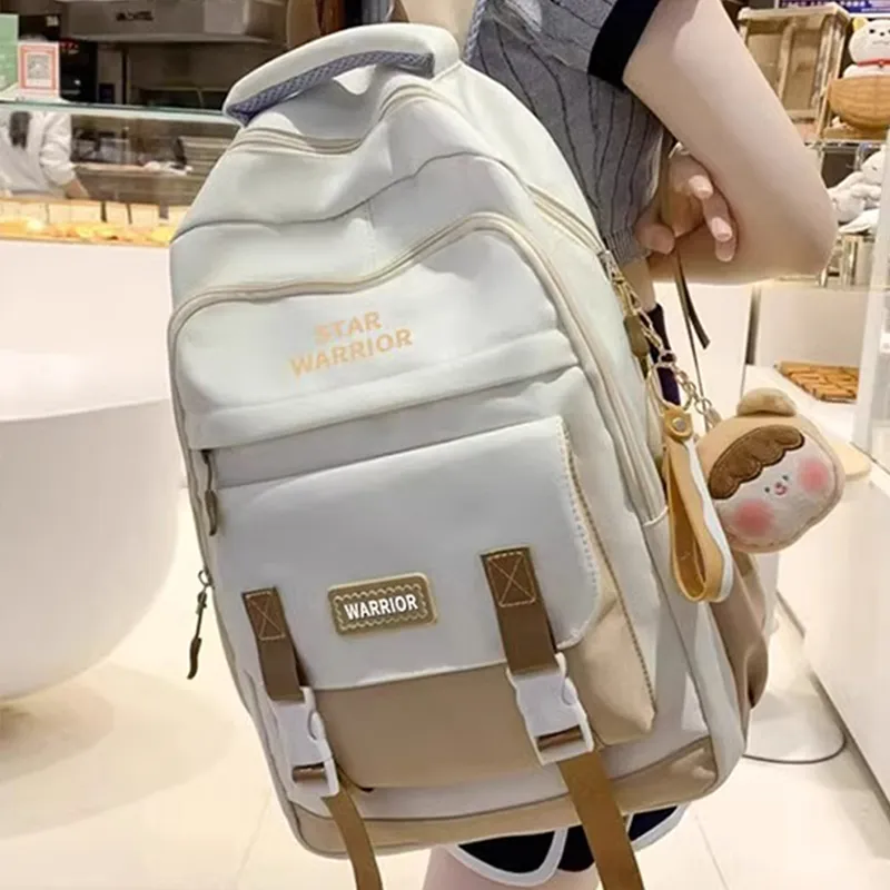Warrior Water Repellent Fabric Backpack Unisex Beige-3