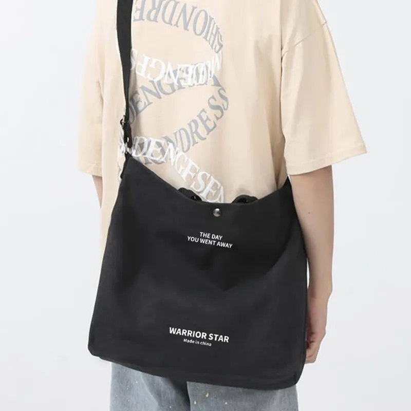 Warrior Canvas Bag, Crossbody Handbag Tubas Unisex Gray/Beige/Black-12