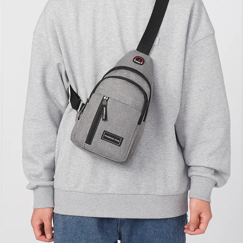 Warrior Fabric One Shoulder Sling Bag Men's Gray-4