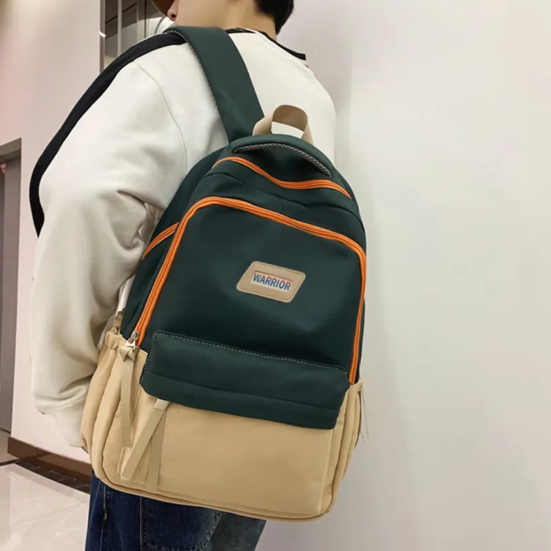 Warrior Nylon Backpack Large Size Unisex White/Green/Red-5