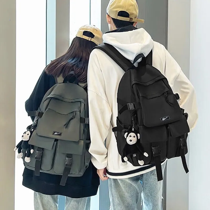 Warrior Nylon Backpack Large Size Unisex Black White-9