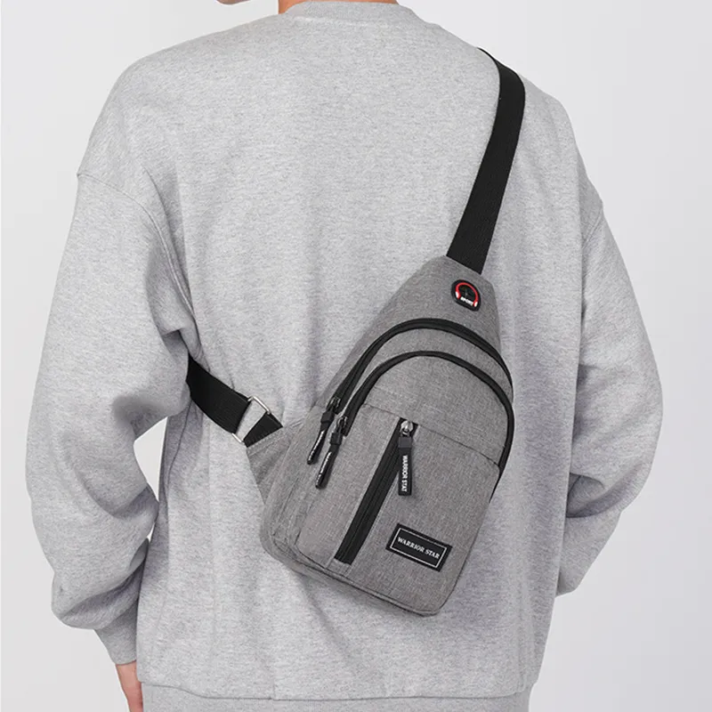 Warrior Fabric One Shoulder Sling Bag Men's Gray-2