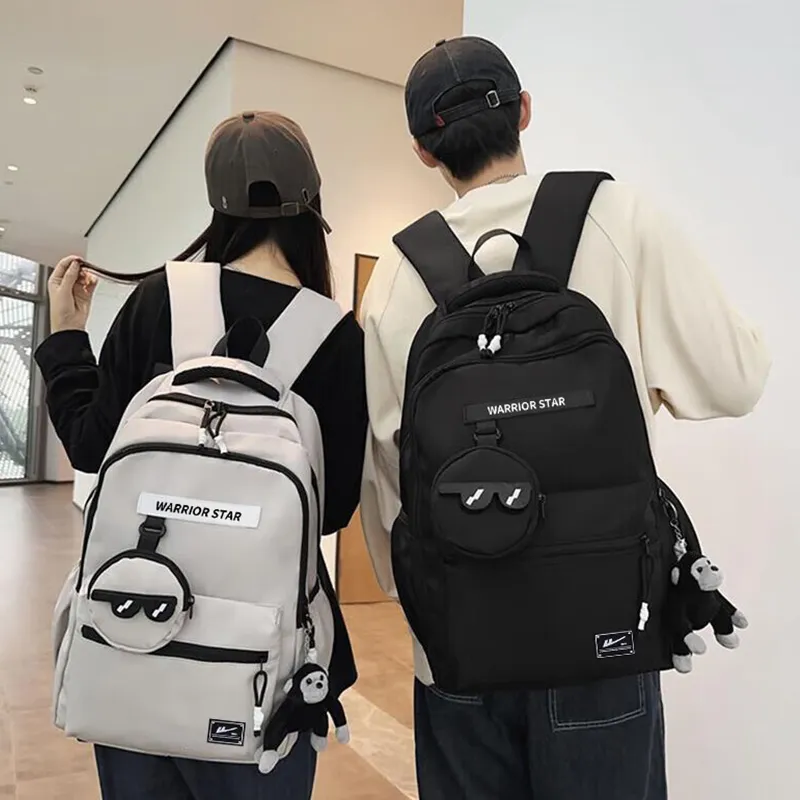 Warrior Nylon Backpack Large Size Unisex Black White-1