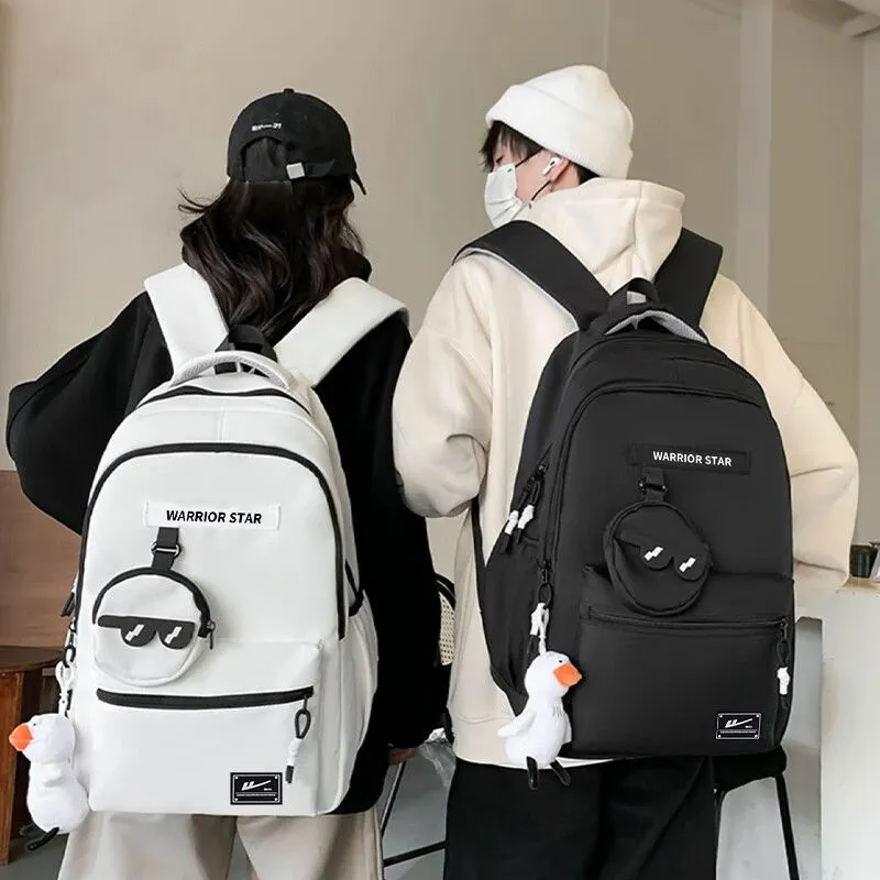 Warrior Nylon Backpack Large Size Unisex Black White-5