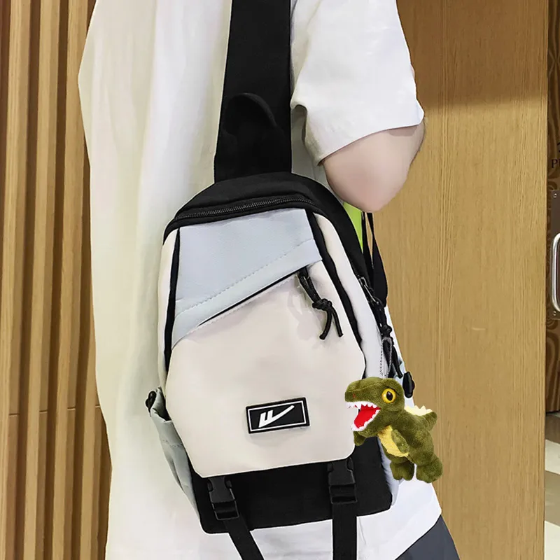 Warrior Nylon Sling Bag Unisex Black White Blue-2