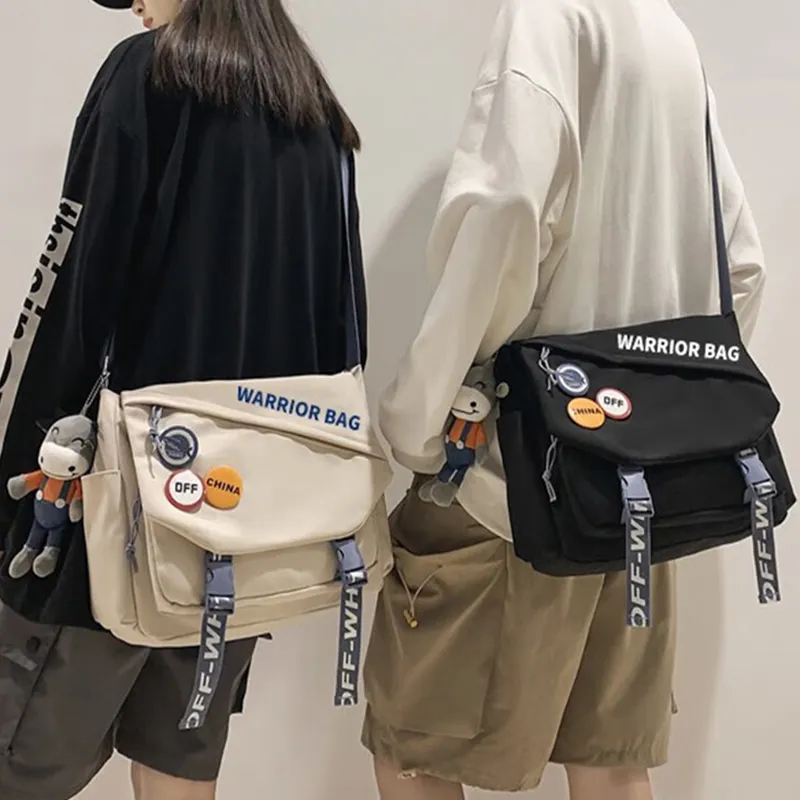 Warrior Nylon Crossbody Bag Regular Unisex Black/White-19