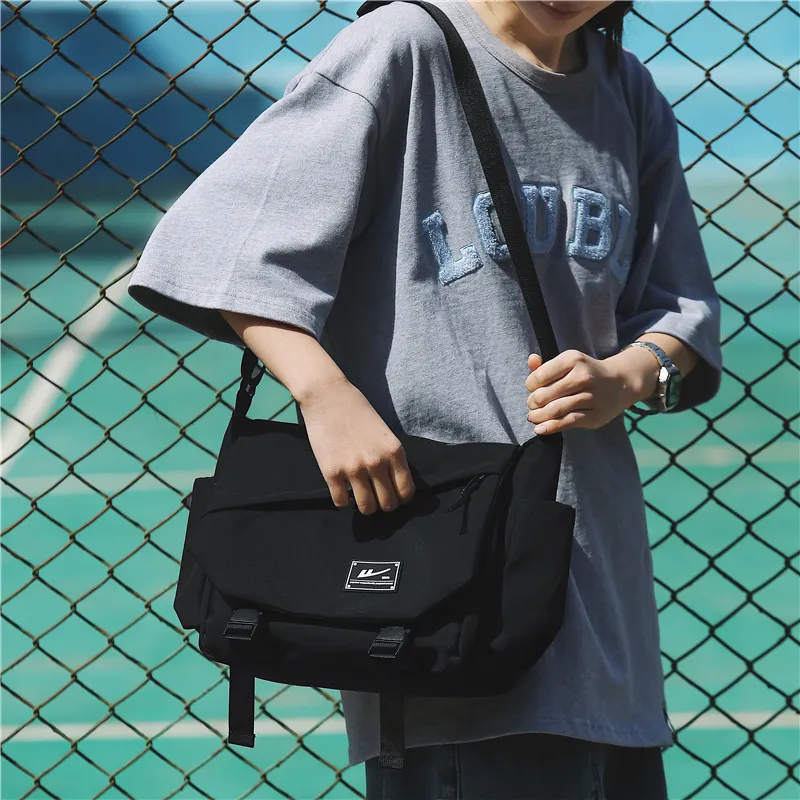Warrior Nylon Shoulder Bag Messenger Bag Unisex Black-4