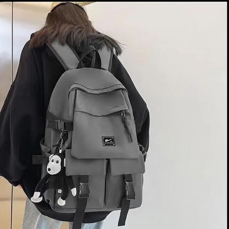 Warrior Nylon Backpack Large Size Unisex Black White-13