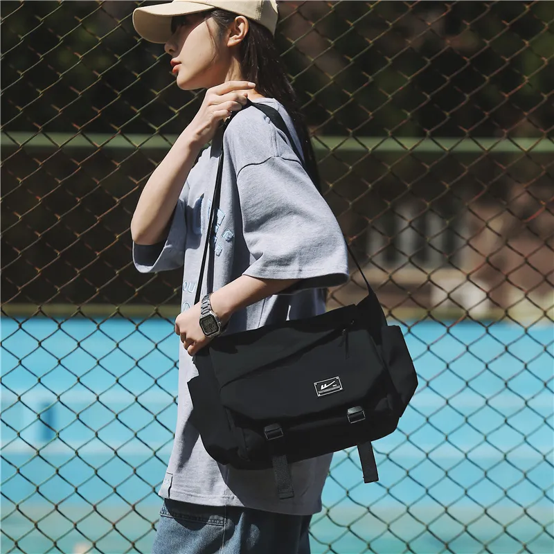 Warrior Nylon Shoulder Bag Messenger Bag Unisex Black-2